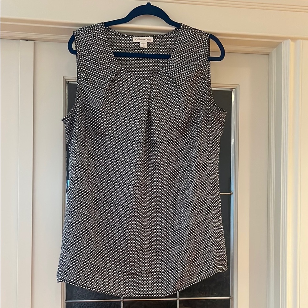 Coldwater Creek Grey, White & Black Sleeveless Blouse Size X-Large (16)